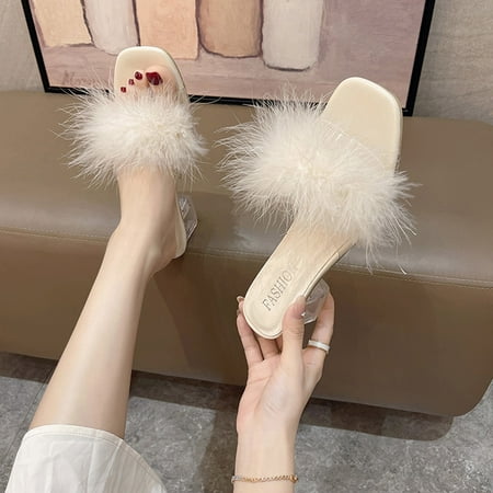 

〖Yilirongyumm〗 Beige 41 Sandals Women Sandals Heels Outdoor Toe Open Beach On High Shoes Women s Fish Mouth Summer Slip Breathable Wedding Women s Sandals