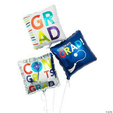 Bright Grad 18" Mylar Balloons, Graduation, Party Decor, 3 Pieces