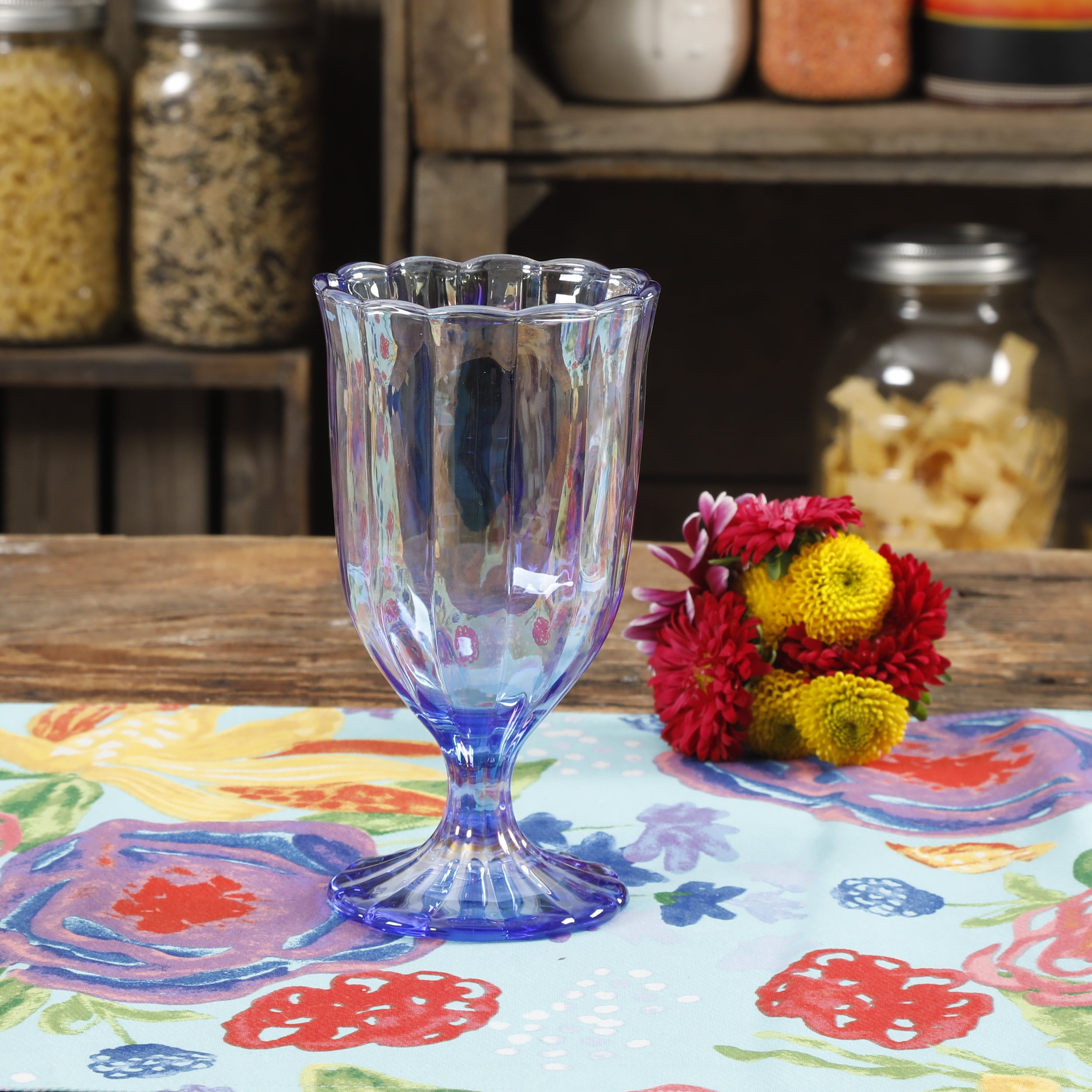 The Pioneer Woman Luster Glaze 12.5oz Blue Pearlized Goblet