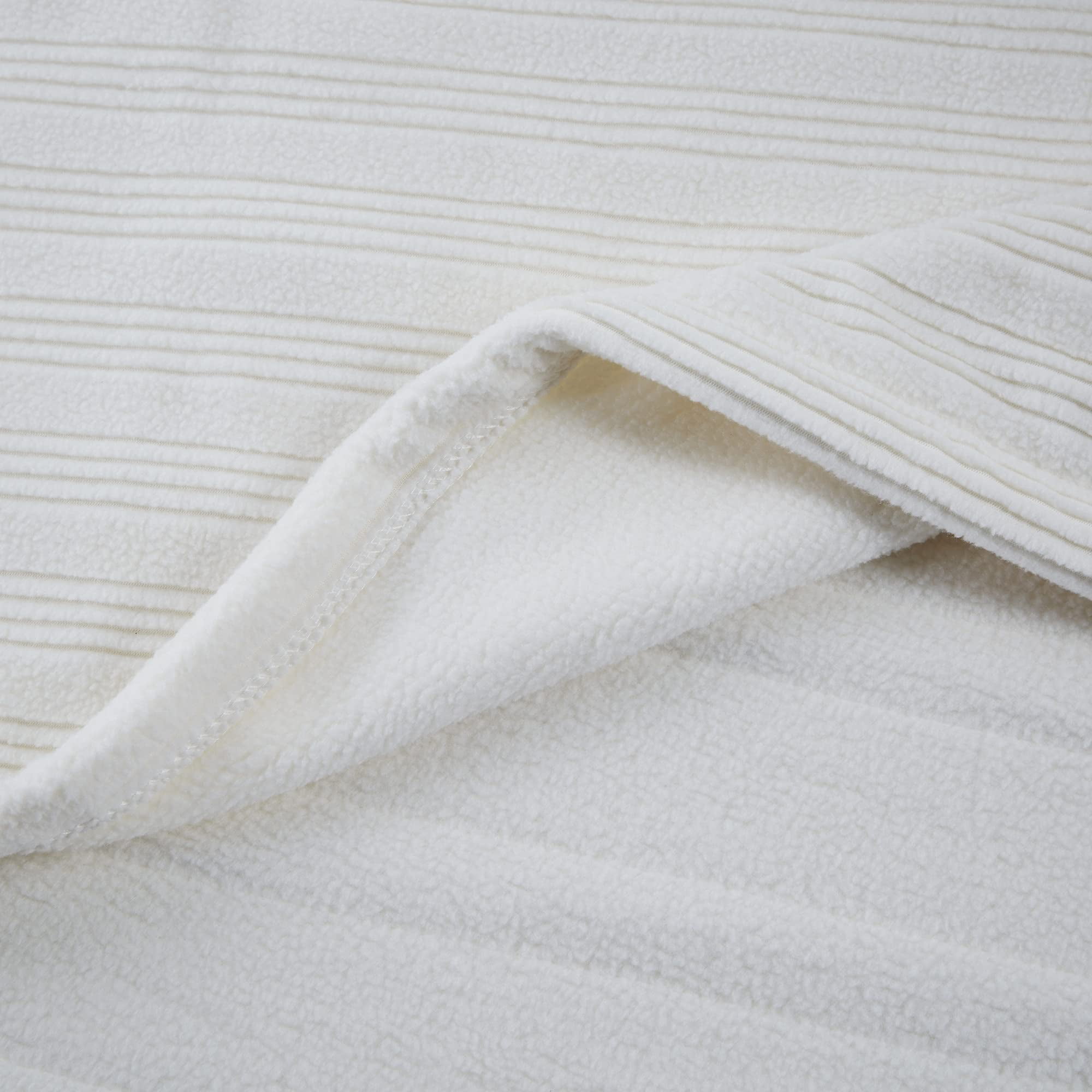 Serta Full Fleece Ultra Soft Electric Throw Heated Blanket for Cold Winter Season Cream