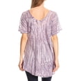 thumbnail image 2 of Sakkas Zoya Marbled Embroidery Cap Sleeves Blouse / Top - Purple / White - One Size, 2 of 5