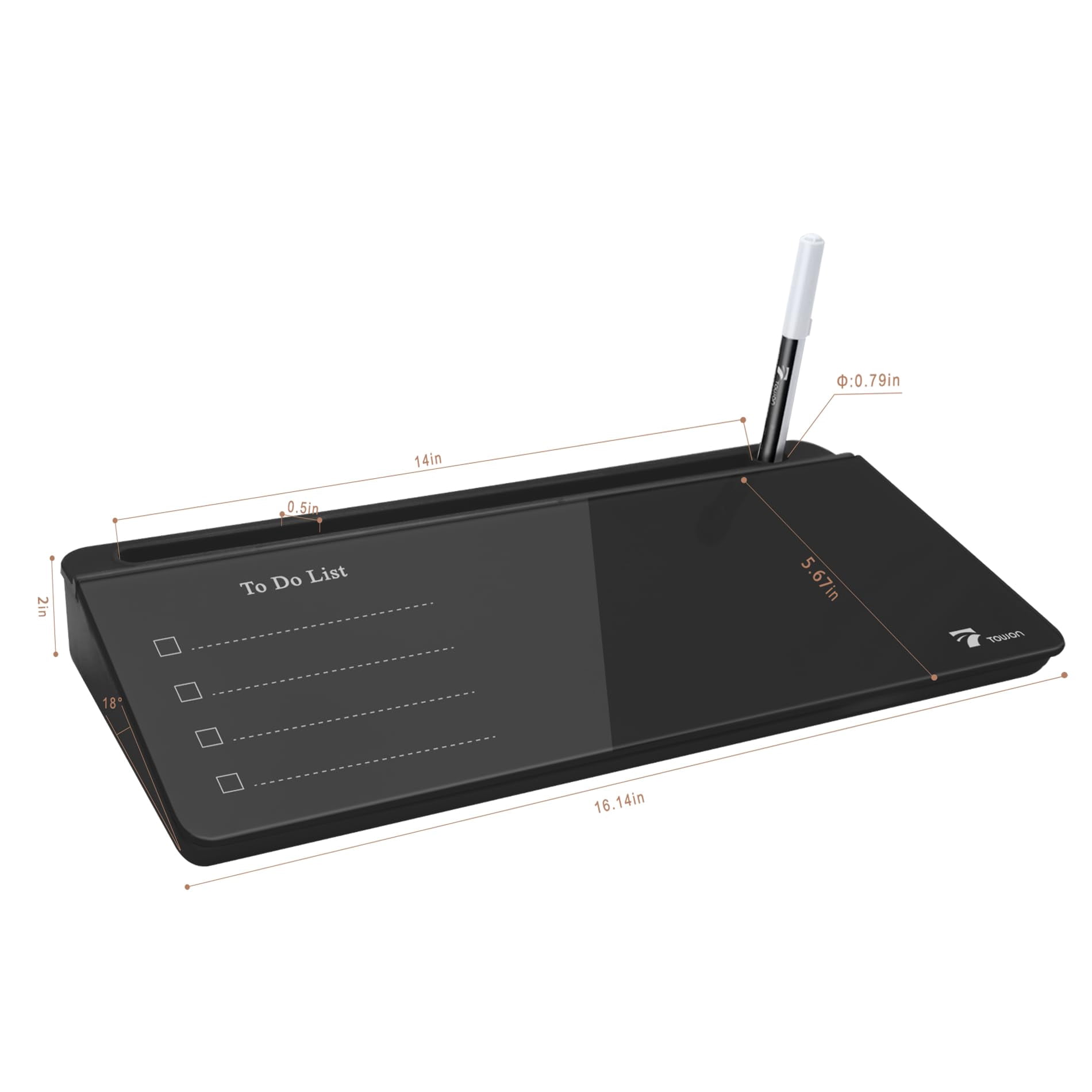 Black Desktop Whiteboard With Todo List Templates  White Board Dry Erase Small For Desk Glass Reminder Memo Notepad To-do Storage Lined & Free Section 16x7 Inches