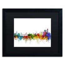Trademark Fine Art "Istanbul Turkey Skyline II" Canvas Art by Michael Tompsett Black Matte, Black Frame