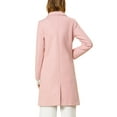 thumbnail image 3 of INSPIRE CHIC Blazer Long Décontracté pour Femme à Col Châle, Double Boutonnage, Ceinture à Chevrons, TP Rose, 3 of 8