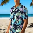 thumbnail image 6 of ZCFZJW Men's Hawaiian Shirt Big and Tall Regular Fit Casual Short Sleeve Floral Button Down Graphic T-Shirts Tropical Holiday Beach Vacation Tees Tops Light Blue M, 6 of 7
