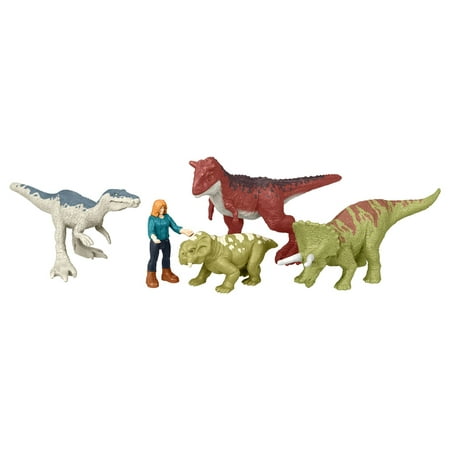 Jurassic World: Dominion Minis Carnotaurus Clash Pack of 5 Dinosaur Figure Set