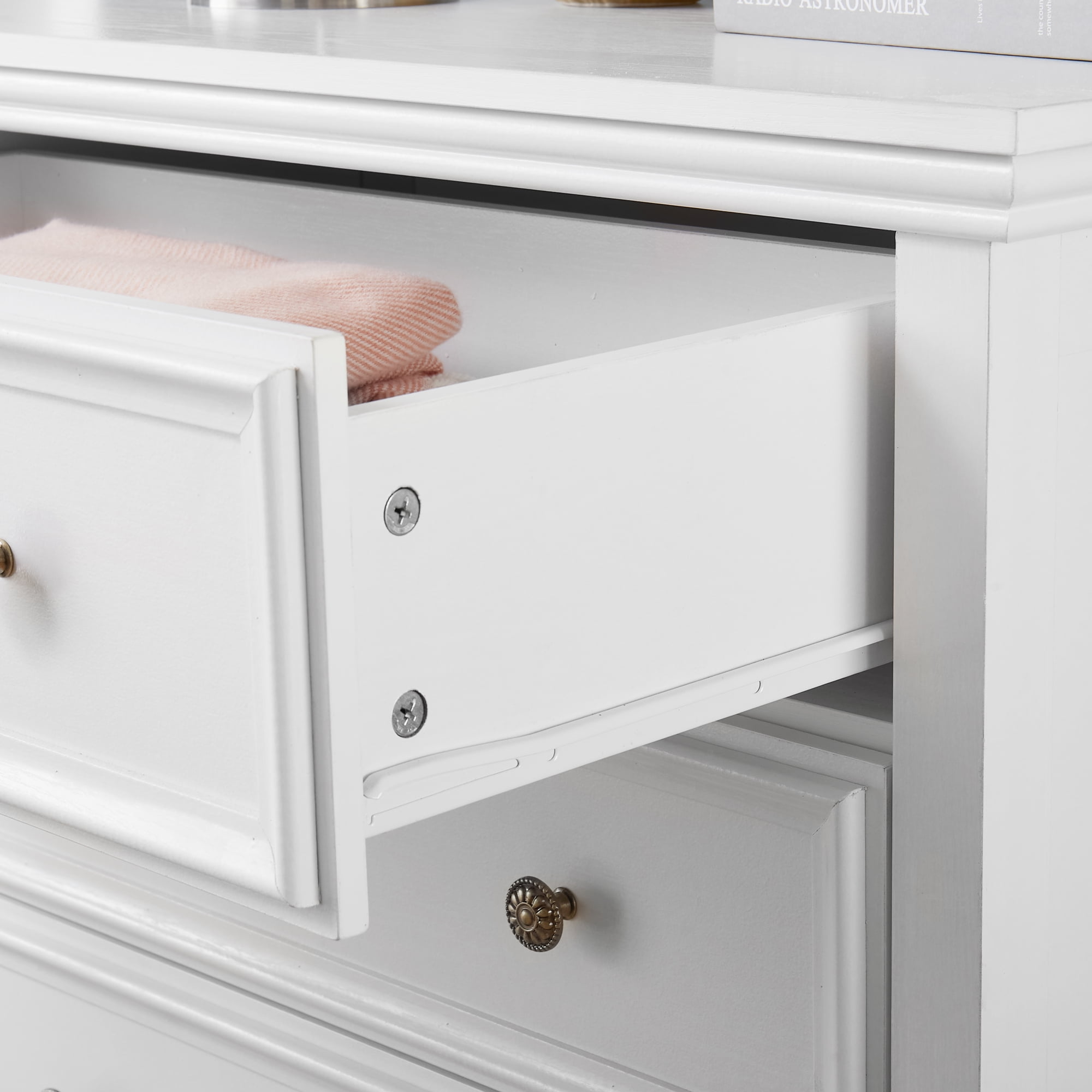 Leumius 5-Drawers Dresser,Farmhouse Tall Chest of Drawers Closet Organizers and Storage for Living Room,Bedroom,White