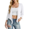thumbnail image 3 of Cueply Women's 3/4 Sleeve Tie Front Cardigan Shrug Bolero Lightweight Top Summer Casual Short Shawl, 3 of 7