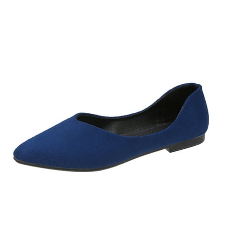 

Retro Ladys Shoes Ladies Fashion Solid Color Suede Pointed Toe Casual Shoes Shallow Flat Shoes