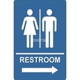 thumbnail image 1 of ADA Directional Restroom Sign with Arrow (Right - Left) 6"x9" (Right, Blue), 1 of 2