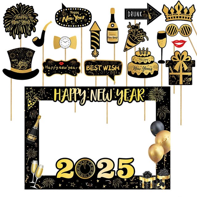 Handheld 2025 New Year Party Photo Properties For Family Gatherings And Corporate Event Feature Durable Paper And Wood