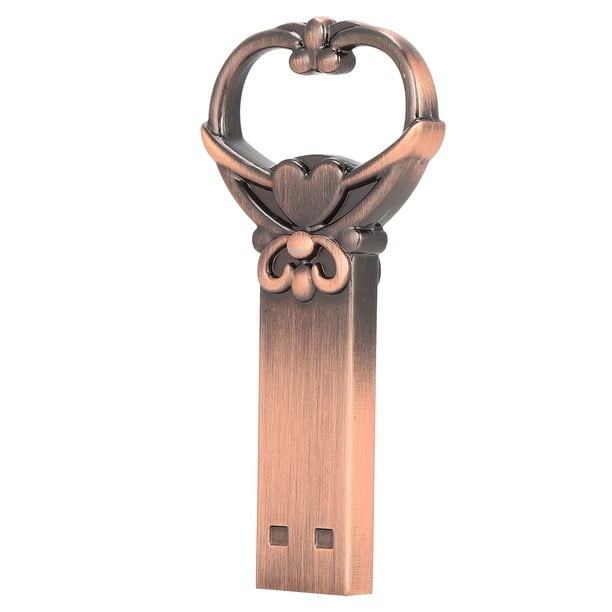 Memoria USB portátil Bling Bling metal con forma de corazón retro 2.0 128 GB