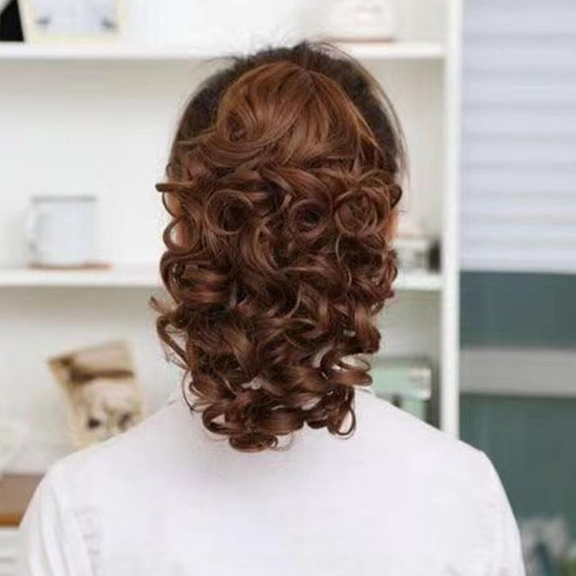 Rambut Palsu Ekor Kuda, Rambut Simulasi Super Kerinting, Aksesori Perempuan, Gaya Bunga Pendek Besar, Rambut Kerinting