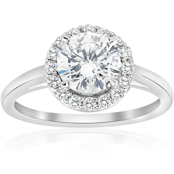 Empire Jewel 14K White Gold Over Ring for Her - 2 Ct Round Cut Diamond Anniversary Ring - Latest Engagement Diamond Ring for Her - Solitaire Silver Diamond Beautiful Special Occasion Ring for Her