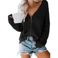thumbnail image 1 of Cárdigan con capucha para mujer, suéter suelto, informal, suave, tela amigable con la piel, lavable a máquina, con cremallera, suéter con capucha, 1 of 6