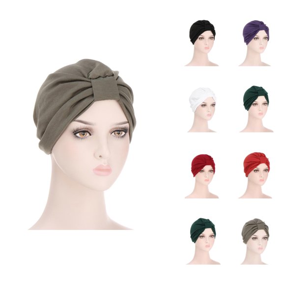 Twist Pleated Turbans for Women Stretch Head Wrap Headband Arab Hair Wrap Chemo Caps