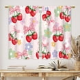 thumbnail image 3 of Pink Bow Strawberry Kitchen Curtains Girls Flower Y2K Bathroom Curtains Window Treatment Drapes Tier Fruit Preppy Cafe Small Bedroom Short French Door Curtains 2 Panels 27.5x36 Inch, 3 of 6