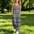 thumbnail image 3 of Girls' Casual Loose Overalls Tie Knot Strap Sleeveless Rompers Striped Baggy Jumpsuits for Kids Summer Playwear Wide Leg Pants Cute Trousers Outfits, 3 of 9