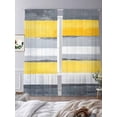 thumbnail image 3 of Yellow Gray Abstract Sheer Curtains 96 Inches Long 2 Panels Geometric Strip Light Filtering Semi Sheer Window Curtains Drapes for Bedroom Living Room 52"x96", 3 of 7