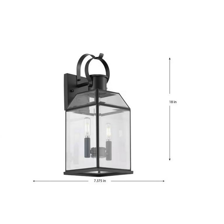 Canton Heights 2-Light 18 in. Matte Black Outdoor Wall Lantern with Clear Beveled Glass Canton Heights 2-Light 18 in. Matte Black Outdoor Wall Lantern with Clear Beveled Glass