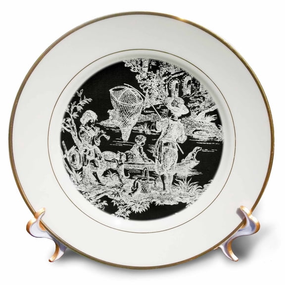 3dRose, French Toille, 8 inch Porcelain Plate