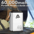 thumbnail image 3 of Power Bank 60,000mAh Batería Portátil Compacta, Carga Ultra Rápida 100W con 6 Puertos (USB-C y USB-A), Pantalla LCD, Linterna Integrada – Color Titanio, 3 of 6