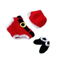 FRCOLOR 3Pcs Hand knit Cute Newborn Photography Props Christmas Hat Baby Hundred Days Clothes Infant Outfit