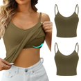 thumbnail image 2 of DondPO Womens Tank tops Women's Solid Color with Bra Pads Bra Two Vest Camisole top Camisole for Women Womens tops Green L, 2 of 5