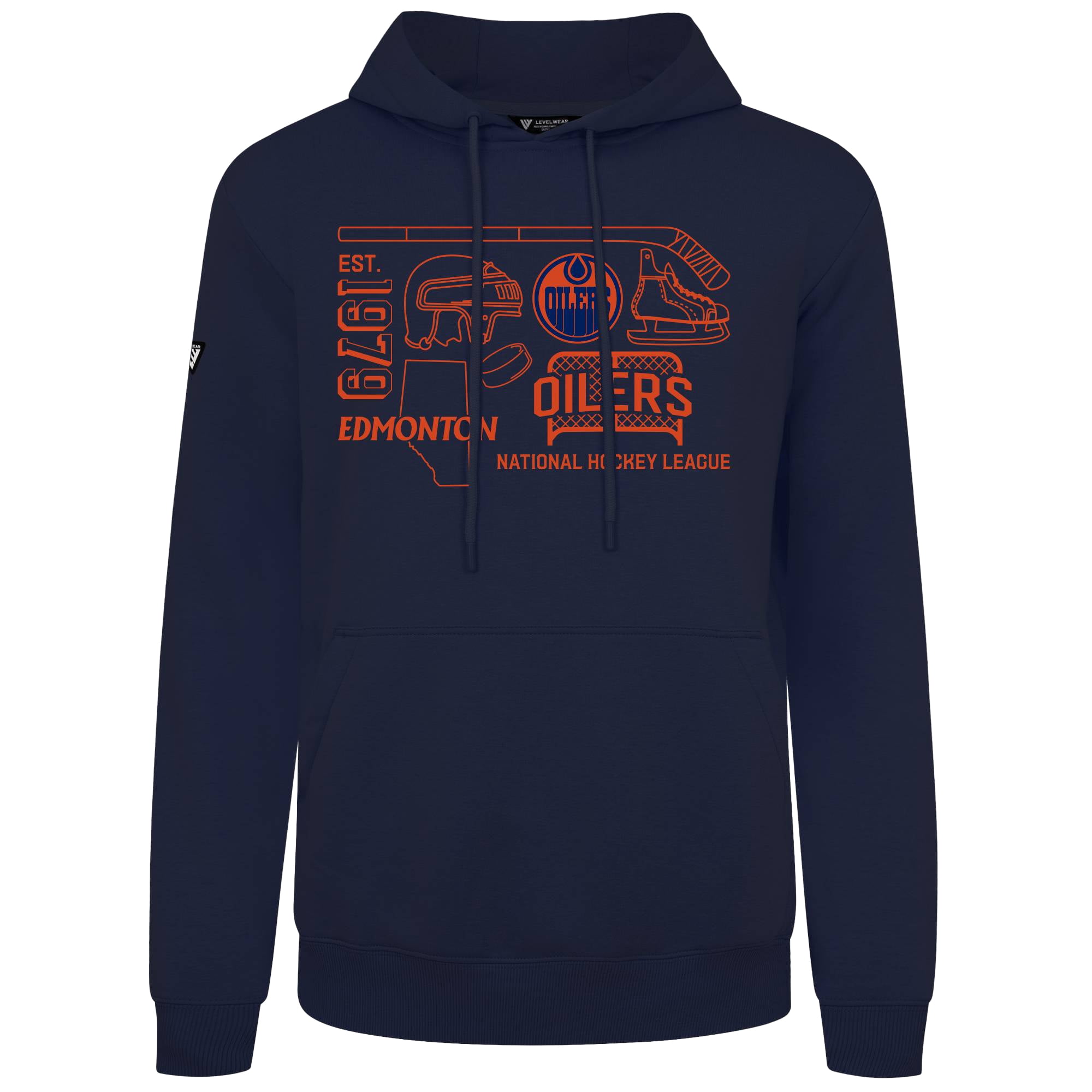 Men's Levelwear Navy Edmonton Oilers Podium Campaign Pullover Hoodie