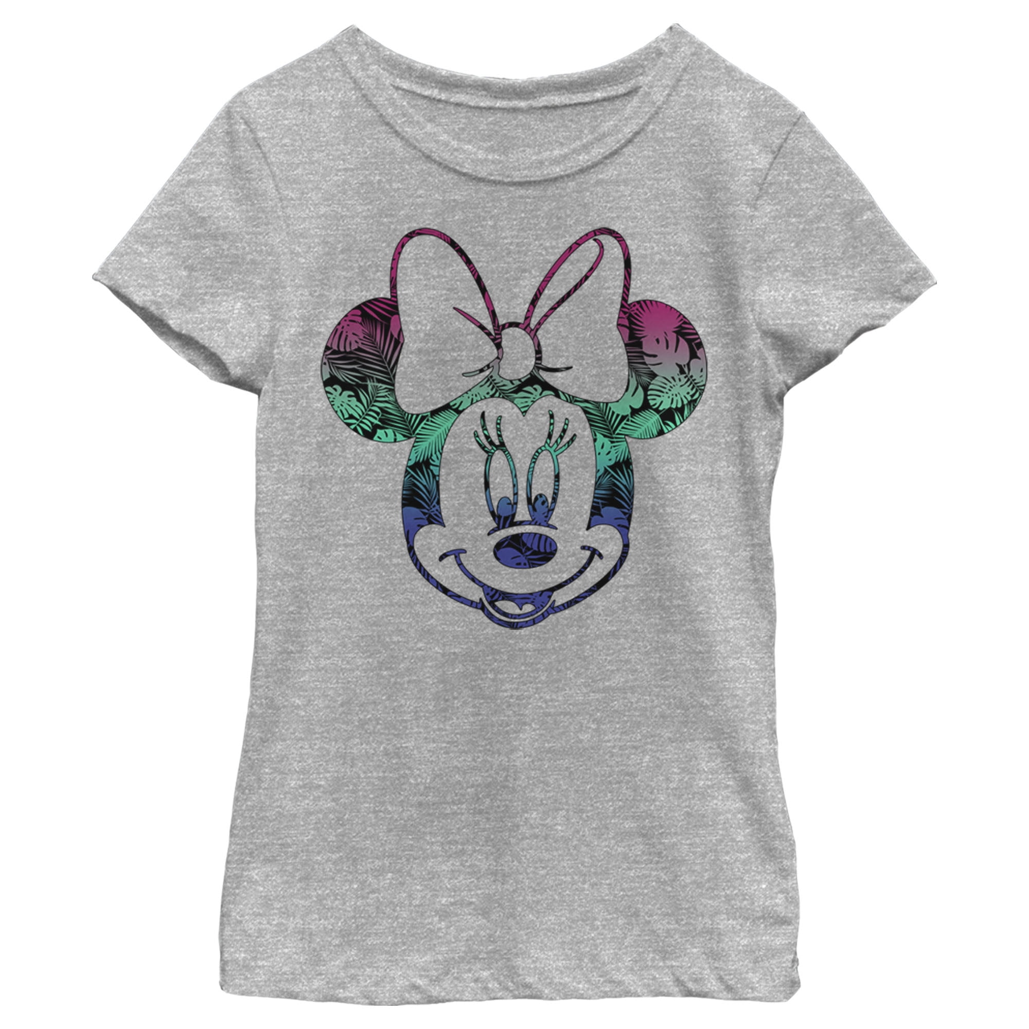 Girl's Mickey & Friends Tropical Minnie  Graphic Tee Athletic Heather Medium