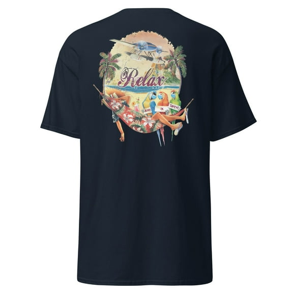 Mens Hang In There Relax Hammock Social Distancing Parrots Beach T-Shirt