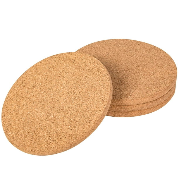 4 salvamanteles de corcho para platos, ollas, sartenes y plantas, 7,4" de diámetro, salvamanteles de corcho resistentes al calor para ollas y sartenes, marrón