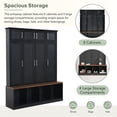 thumbnail image 4 of Multi-Functional Hall Tree with 4 Hidden Hanging Hooks, Entryway Bench with Multiple Storage Space, Elegant Coat Rack Shoe Cabinet with Open Compartments for Living Room, Hallway, Black, 4 of 7