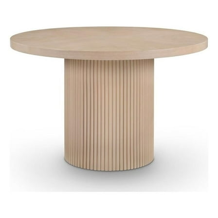 Maklaine Modern Round Natural Oak Wood Veneer Top Dining Table