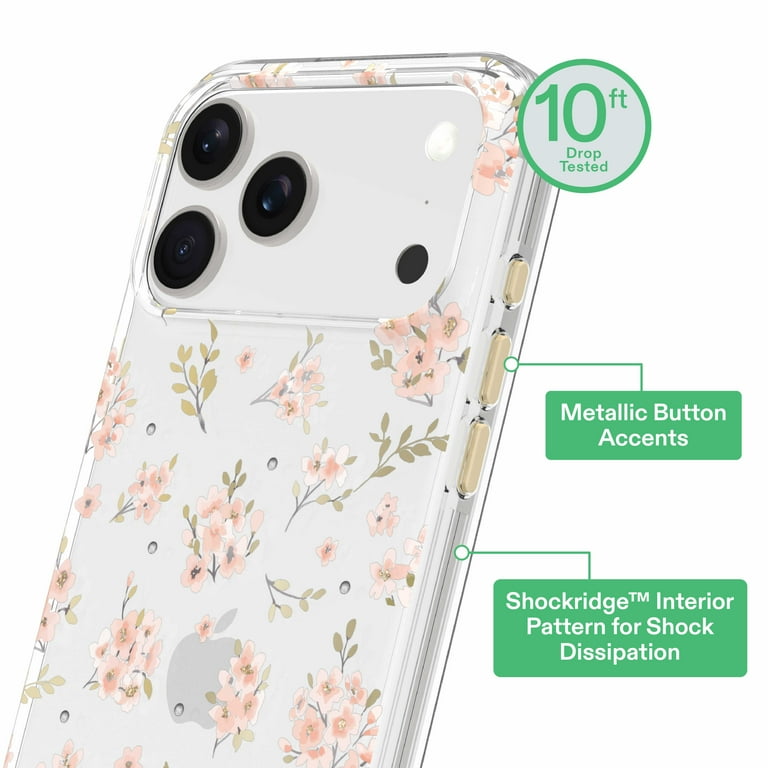 onn Pink Floral with Gems Phone Case for iPhone 17 Pro Max