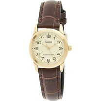 Casio Brown Leather Ladies Watch Analog Gold Face LTP-V001GL-9B
