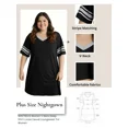 thumbnail image 6 of MINTREUS Women's Plus Size Nightgown Short Sleeve Nightshirt V Neck Sleep Shirt Loose Loungewear Casual Sleepwear 1X-5X, 6 of 10