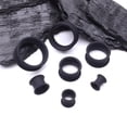 thumbnail image 2 of A Pair of Ultra Flexible Flat Black Silicone Double Flared Tunnel Plug, 2 of 5