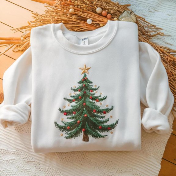 Embroidered Christmas Tree, Sweatshirt