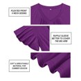 thumbnail image 3 of CASSIE LIZ Plus Size Tops for Women Casual Solid Purple Short Sleeve Swing Flowy Blouses Fashion V Neck Pleated Shirts Tee Loose Fit Tunics Spring Summer Pullover XL 14W 16W, 3 of 4
