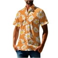 thumbnail image 3 of Beach Shirt Men's Hawaiian Shirt Short Sleeve Button Tropical Shirt Casual,Orange,L, 3 of 5