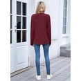 thumbnail image 5 of Women Long Sleeve Shirts Dressy Casual Button V Neck Pullover Sweaters Jumper Tops Fall Outfits Wine Red S, 5 of 9