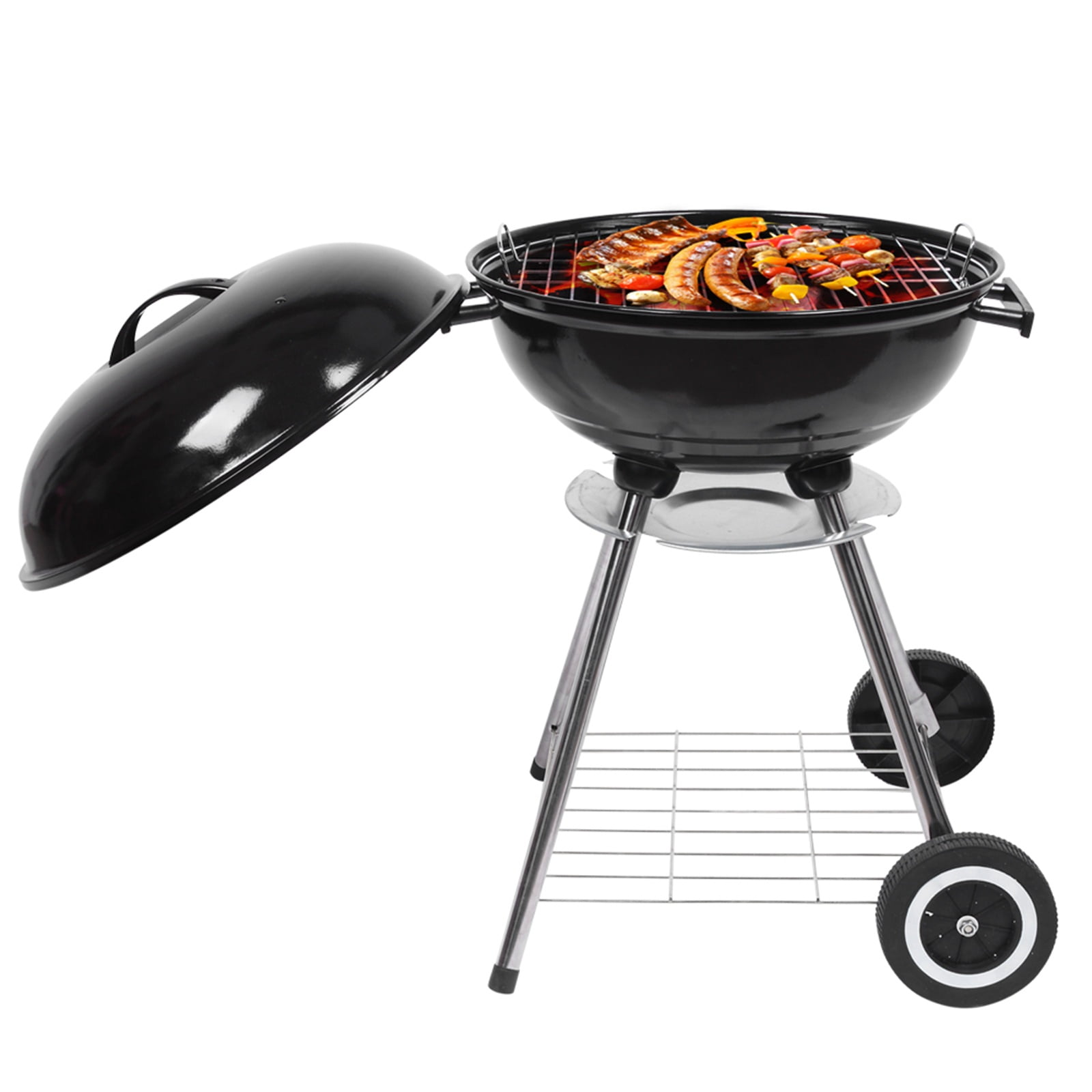 18‑Inch Charcoal BBQ Grill,Heavy‑Duty Round Charcoal Grill with Ash Collector & Adjustable Vent,Portable Outdoor BBQ Grill for Camping, Patio,and Backyard