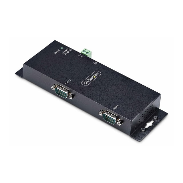 StarTech.com 2P Serial to Ethernet Adapter, IP LAN to RS232 DB9 Converter - Device server - 2 ports - 100Mb LAN, RS-232 - wall / DIN rail mountable - TAA Compliant