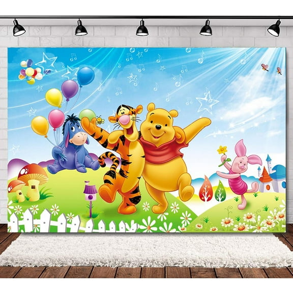 Winnie the Pooh themed backdrop, 60×40 Inch Winnie the Pooh birthday party decorations, Winnie the Pooh backdrop suitable for birthday party photography decorations