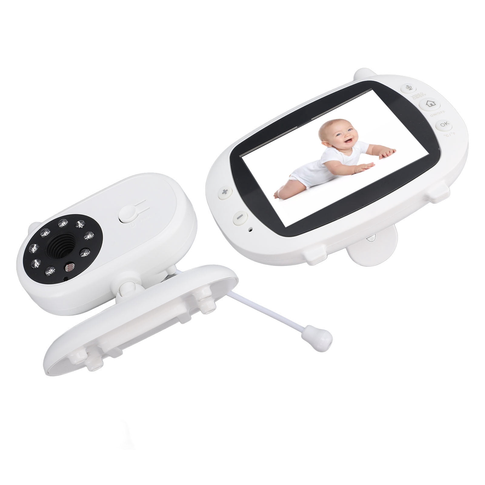 BOKYAN BM850 Wireless Video Baby Monitor with 3.5 Inch IPS Screen, 2-Way Talk, Night Vision, Lullabies, and Room Temperature Display, White EU Plug Edition