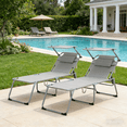 thumbnail image 4 of Folding Lounge Chair with Canopy, Pool Chair, Patio Sun Tanning Chair, Outdoor Reclining Chair with Position Adjustable Backrest, Breathable Mesh Seat, Suitable for Beach, 4 of 6