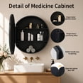 thumbnail image 6 of VIWILII Round Medicine Cabinet with Mirror, 20x20 Inch, Brushed Black, Surface Mount Bathroom Storage with 2 Fixed Shelves, 6 of 8