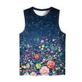 thumbnail image 4 of womens tops Womens Flower Print Crewneck Tank Tops Graphic Curved Hem Sleeveless Tops Summer Casual Loose Fit Shirts spring tops for women, 4 of 4