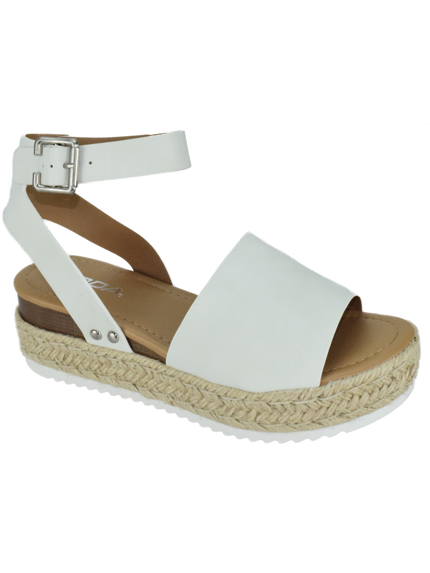 Soda Women Wedge Sandals Open Toe Ankle Strap Flatform Espadrilles Trim ...